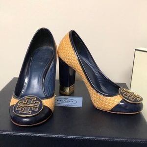 Tory Burch navy camel heels 5